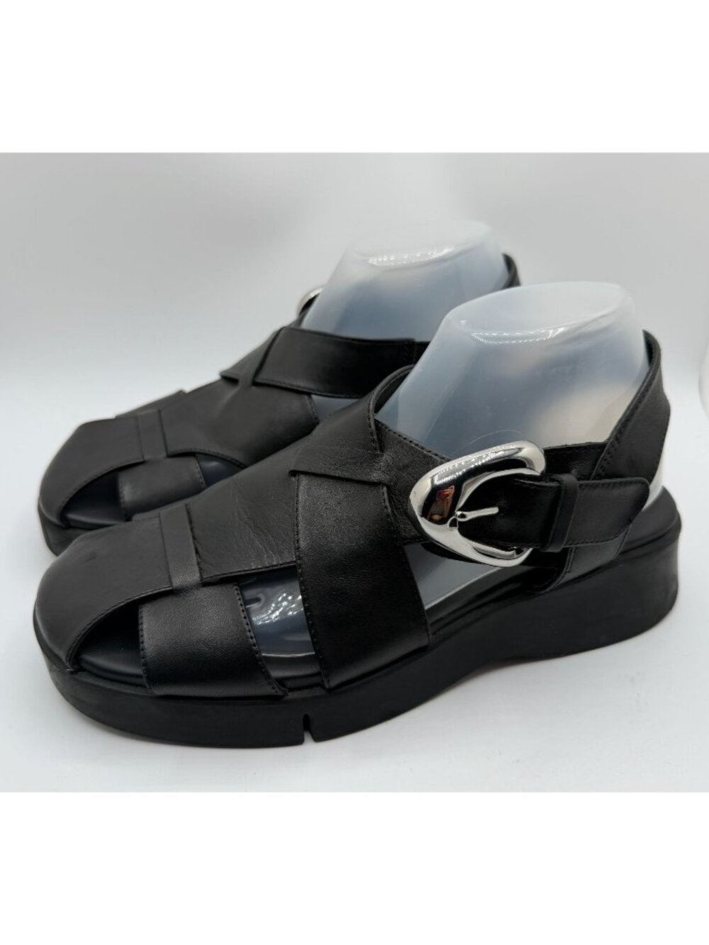 Aerosoles Fabian Fisherman Sandals Women Size 8.5M Black Chunky Platform Shoes